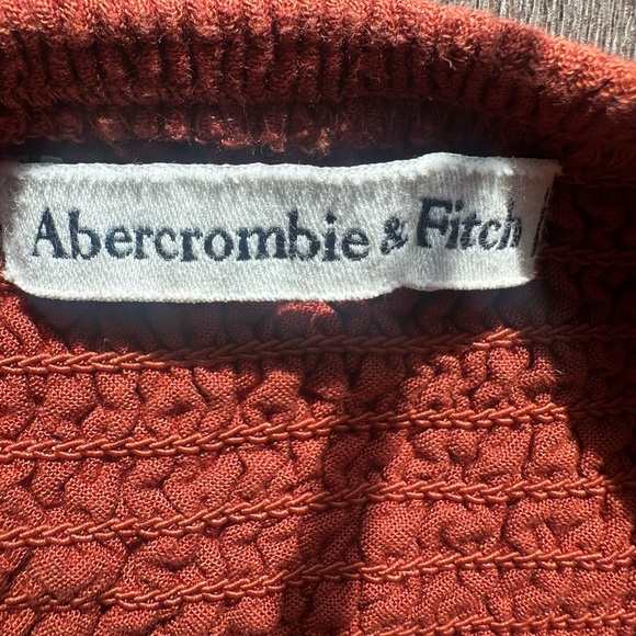 Abercrombie & Fitch Small Rust Smocked Mini Dress | Open Back Tie | Ruffle Hem - Picture 6 of 8